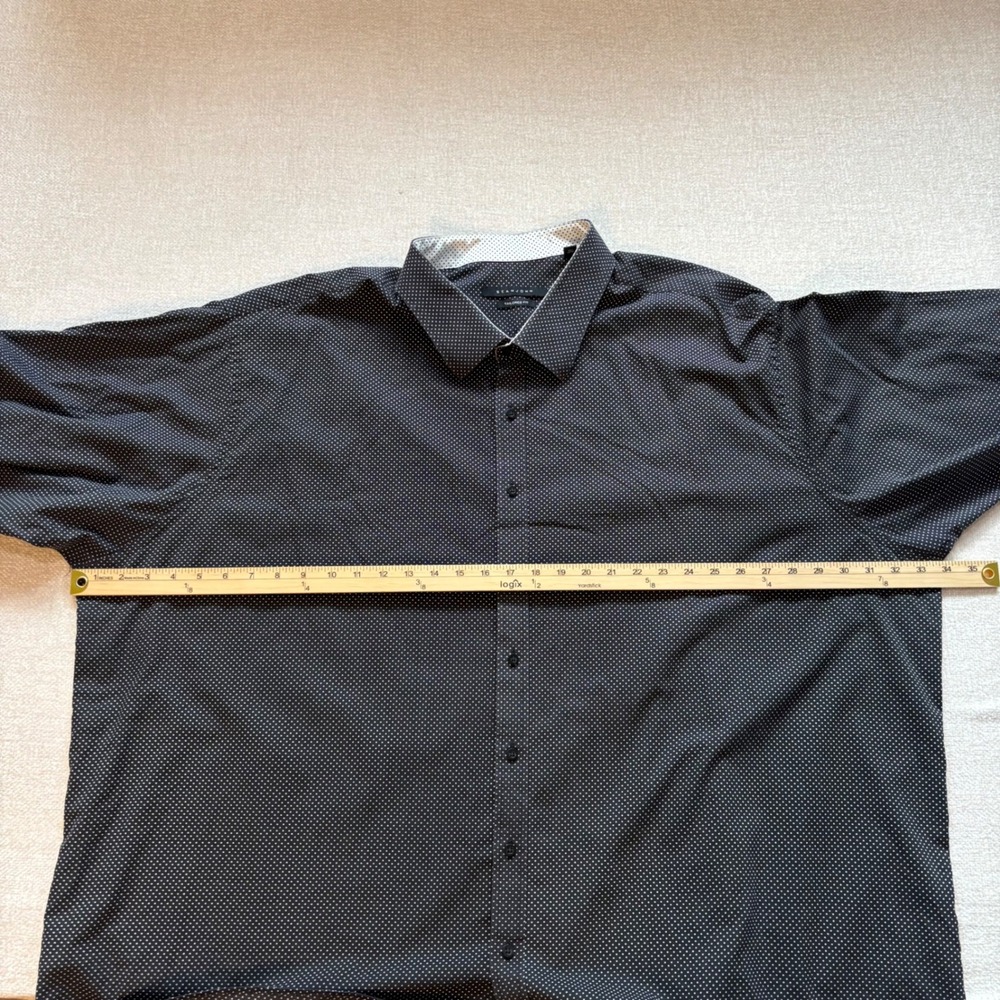 Sean John Men Black White Polka Dot Tailored Fit Button Down Shirt 22 37/38 Tall - Picture 6 of 7